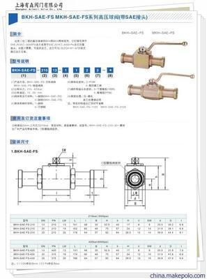 【BKH-SAE-FS-420-50】液压阀详解 价格、厂家、图片及上海有森阀门的专业优势